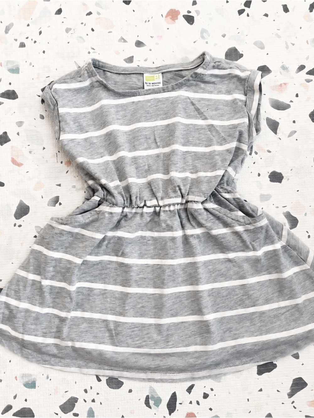 Crazy 8 Gray and White Striped T-Shirt Dress / Swim Coverup - 18-24 Months